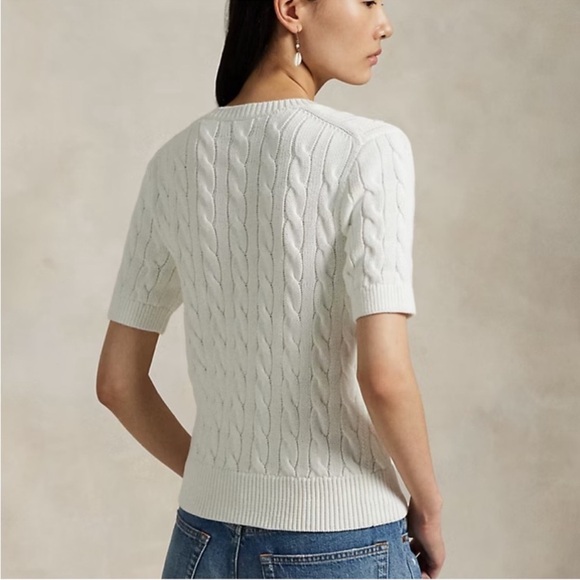 Polo Ralph Lauren White Cable Knit short sleeve Cardigan XS - Picture 2 of 8